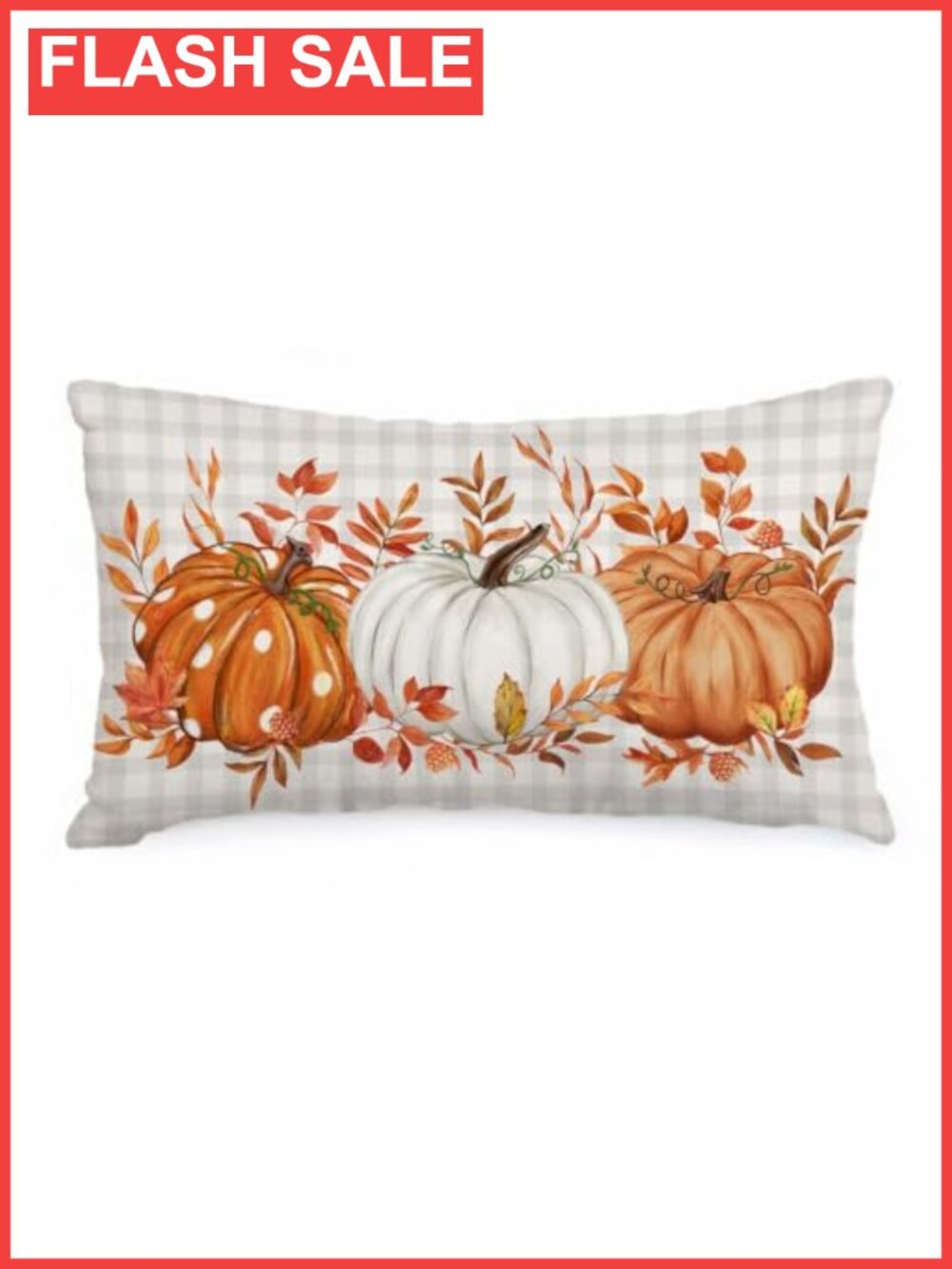 Fall Pumpkin Lumbar Pillow Cover 12x20 Thanksgiving Farmhouse Decor